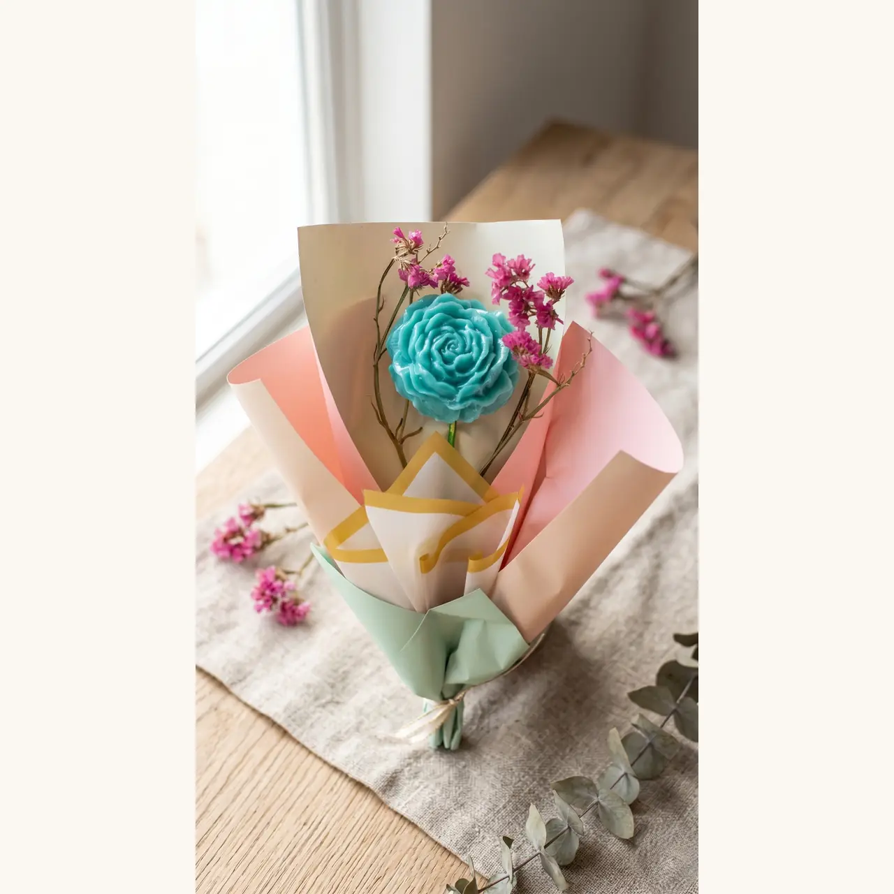 Ramo de jabones florales artesanales envuelto para regalo – DulNat Guanajuato